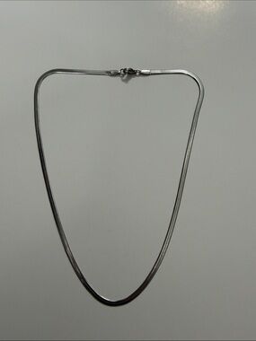 Silver Herringbone Chain Necklace 18 inches